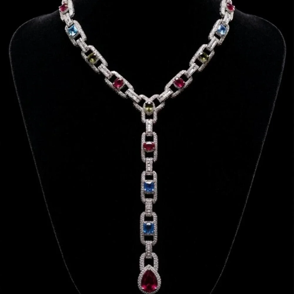 Multi Coloured Gemstone Necklace 19 Inch